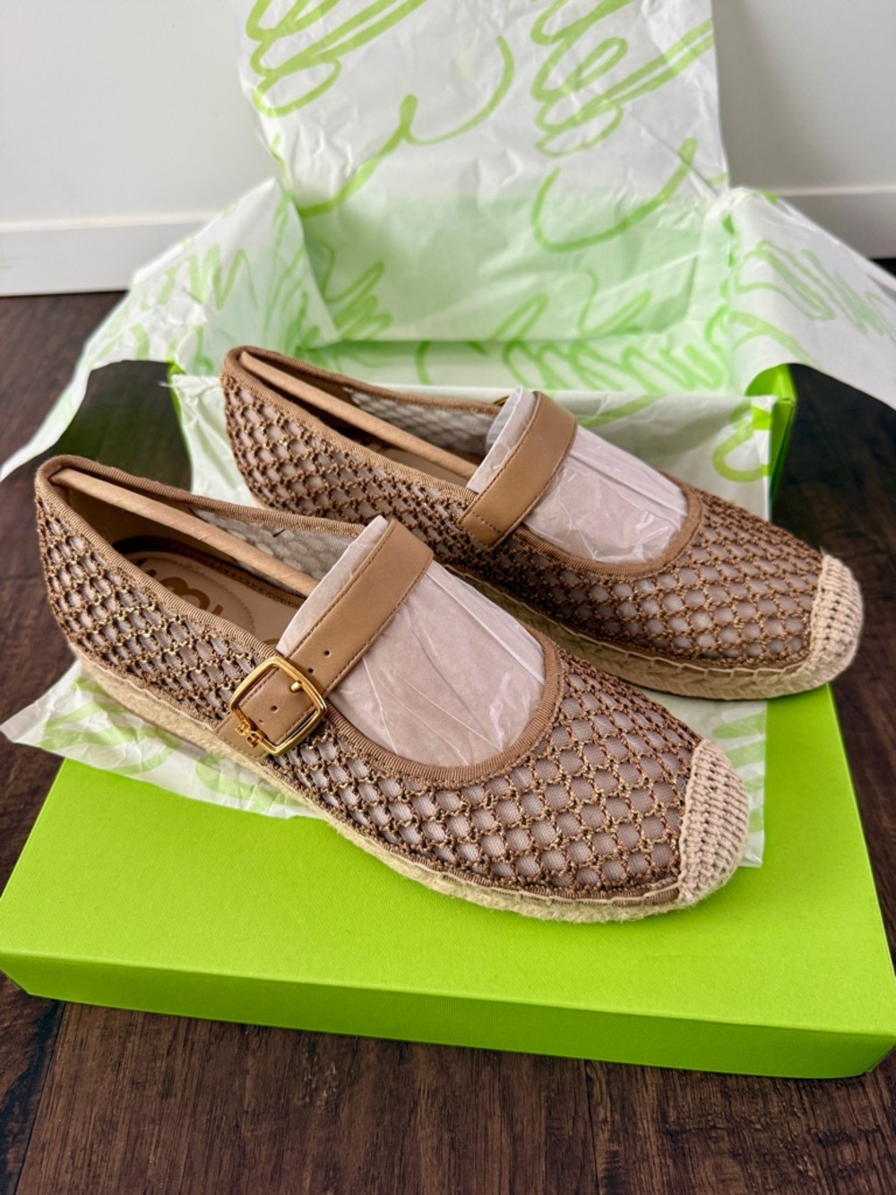 Sam Edelman Mackie Mesh Espadrille Mary Jane Flats NWT